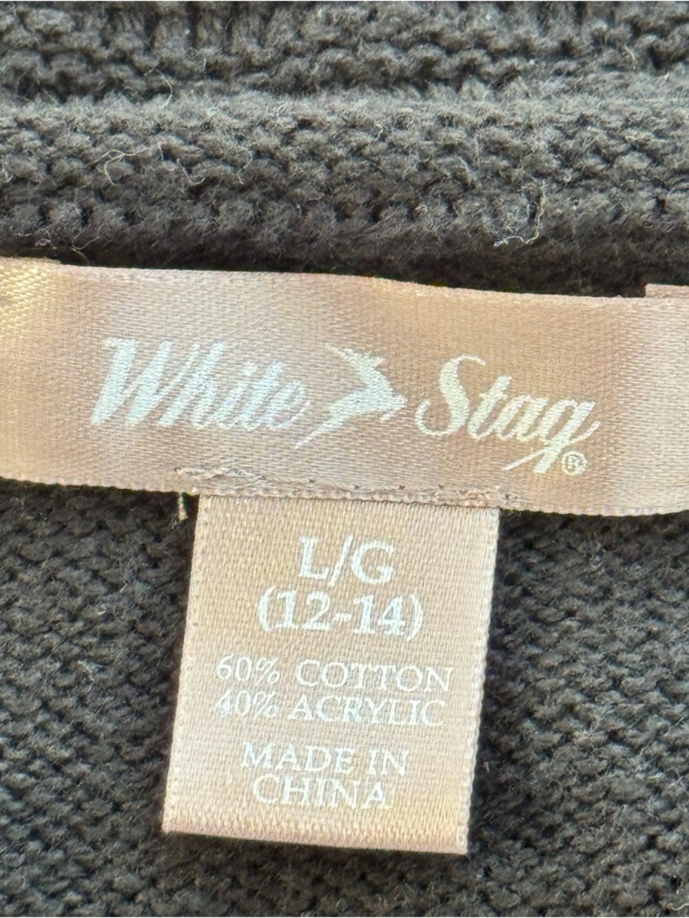 White Stag Women's Large 12-14 Black V-Neck Sweater Cotton Blend Braided Trim - Picture 3 of 8